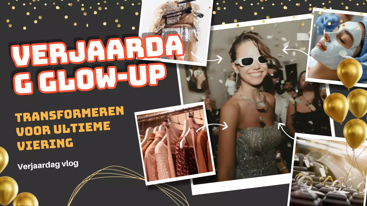Zwart Goud Modern Trend Glow Up Transformatie Verjaardagsfeestje