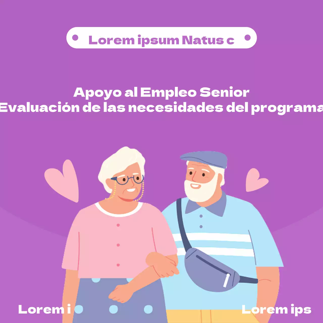 Un bonito anuncio de programa institucional en morado y malva