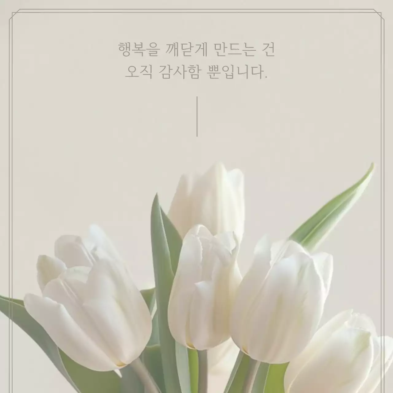 아이보리와 흰색의 심플한 행복 글귀 문구 게시글