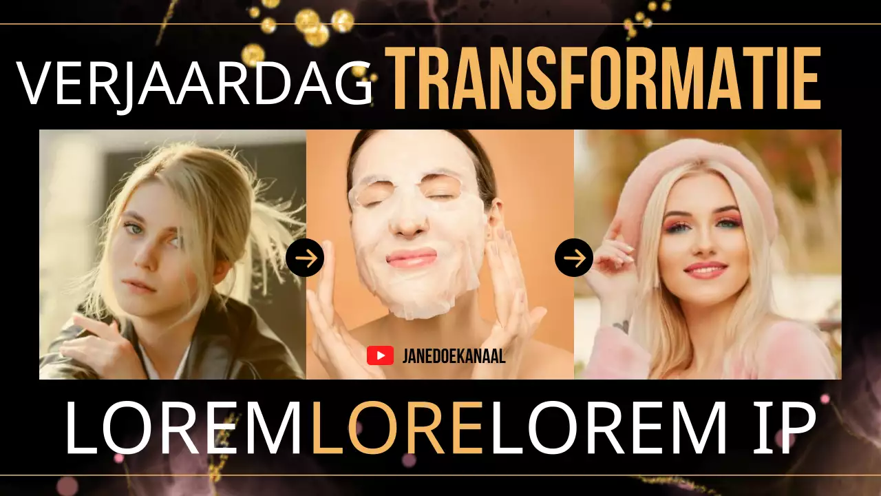 Zwart Goud Elgant luxe Verjaardagstransformatie Glow Up Voor Verjaardagsfeestje