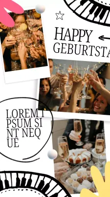 Schwarzer und weißer Pop-Trend Festlicher Geburtstagsgruß für Freunde