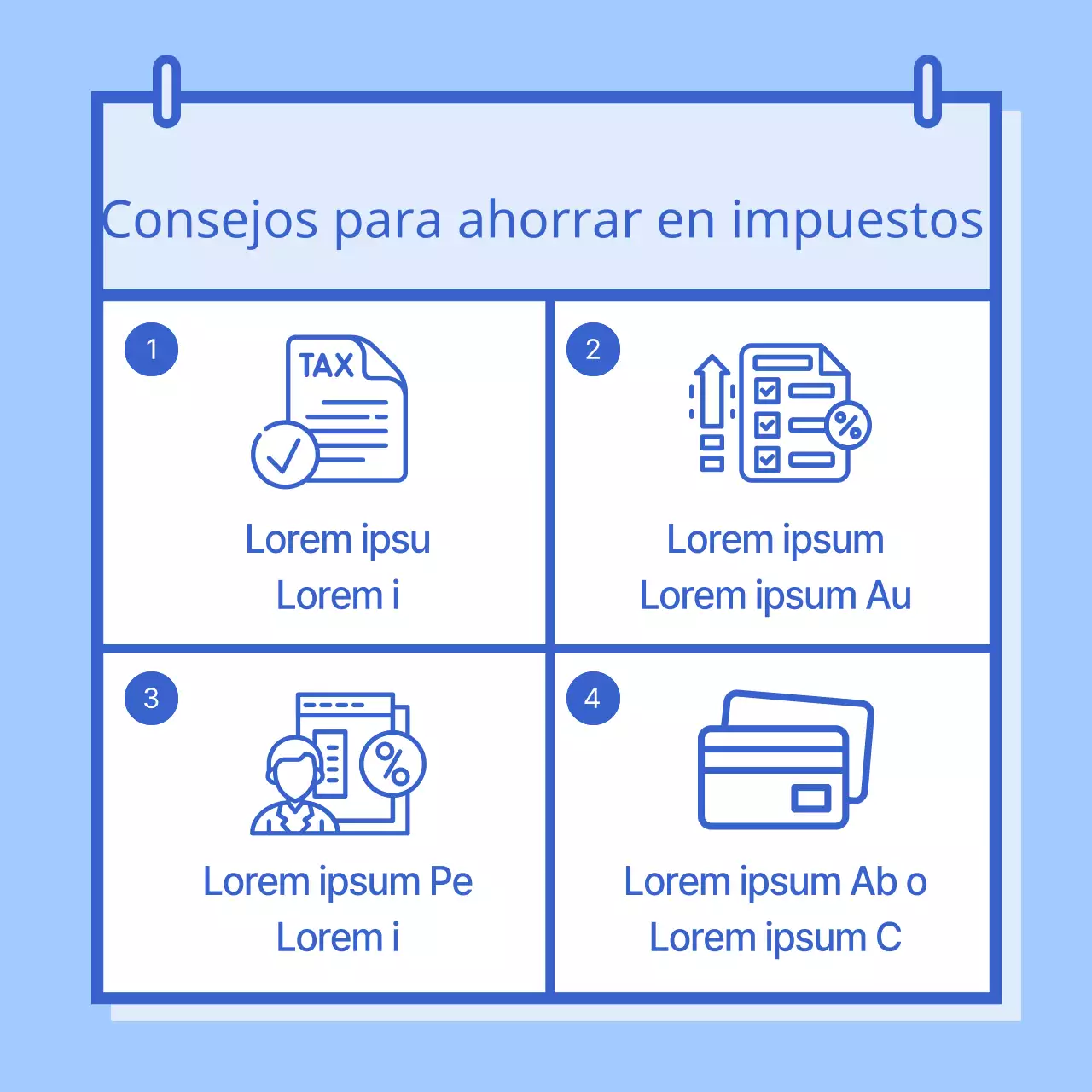 Instrucciones sencillas de pago de la declaración de la renta en azul y azul claro