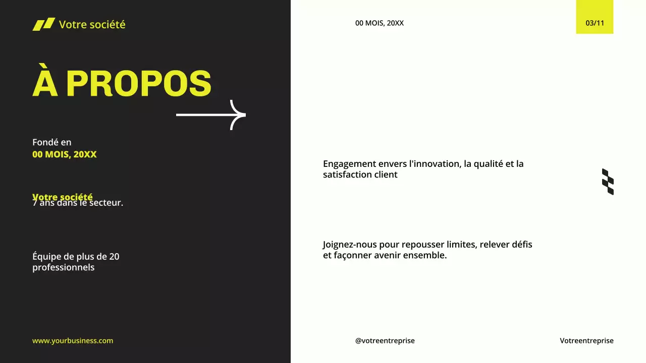 Jaune Noir Minimal Moderne Profil d'entreprise pour la présentation de l'entreprise