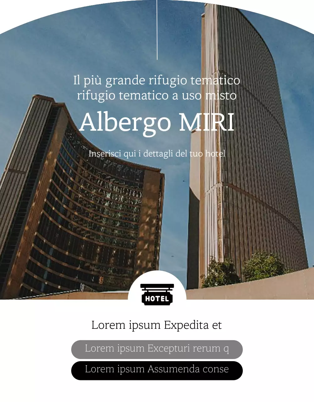 Semplice promozione estiva dell'hotel in bianco e nero