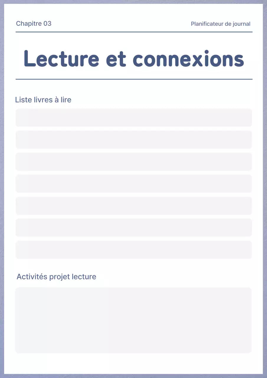 Planificateur de journal simple mauve et blanc