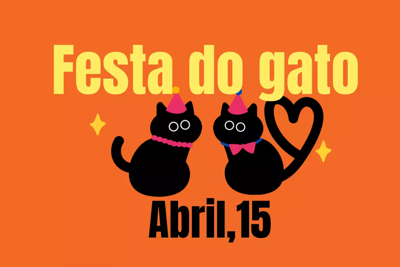 Festa do gato com ilustrações de gatos e tipos de letra giros