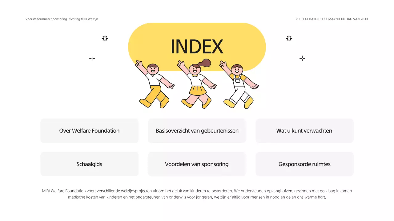 Geel en grijs voorstel voor kindersponsoring voor de Welfare Foundation