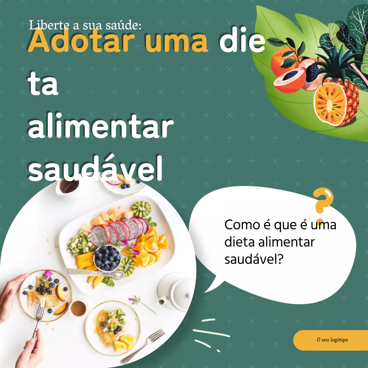 Verde e amarelo Alimentação saudável moderna e publicidade da dieta