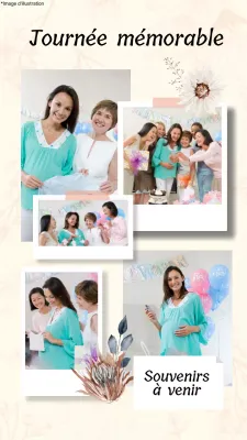 Mémo Baby Shower moderne ivoire et blanc