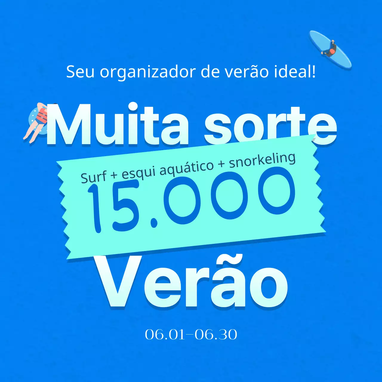 Publicidade desportiva de verão com ênfase no azul