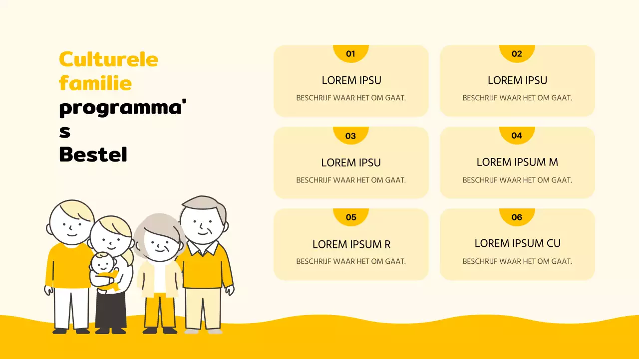 Eenvoudige gele en zwarte familiecultuur programmaplanner