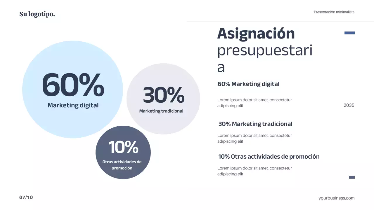 Blanco Azul Mínimo Simple Estrategia de Plan de Marketing