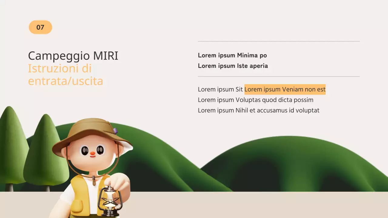 Guida al campeggio estivo arancione e beige