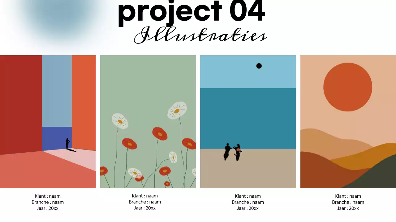 Hemelsblauw en wit eenvoudig grafisch ontwerp portfolio