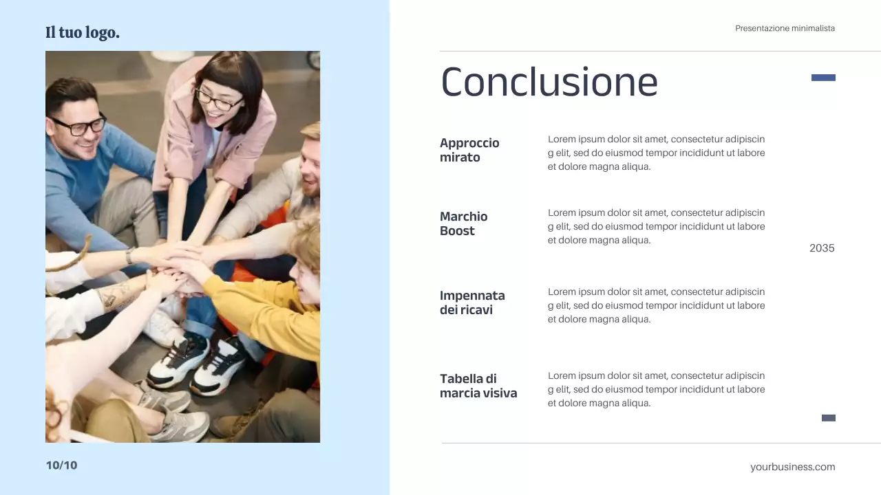 Bianco Blu Minimo Semplice Piano di Marketing Strategico