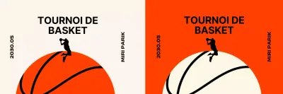 Tournoi de basket-ball au design simple avec des ballons de basket-ball et des personnes jouant aux ballons de basket-ball