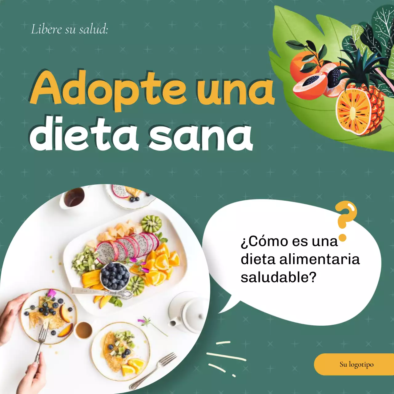 Verde y amarillo Publicidad moderna sobre alimentación sana y dietas