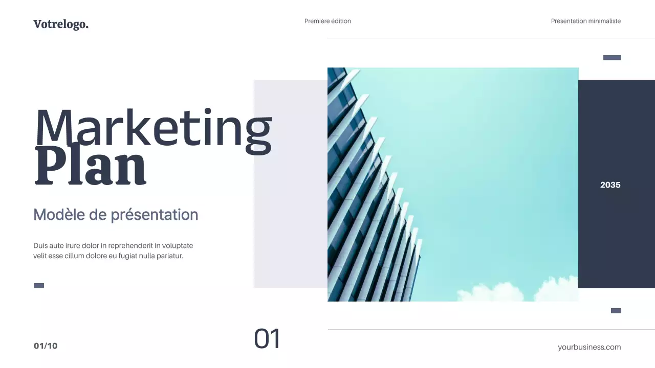 Blanc Bleu Minimal Simple Marketing Plan Strategy