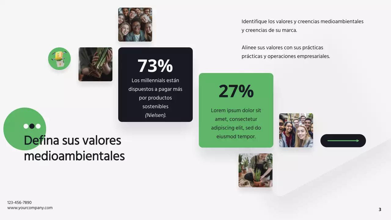 Verde y blanco Empresa moderna Sostenibilidad Estrategia empresarial