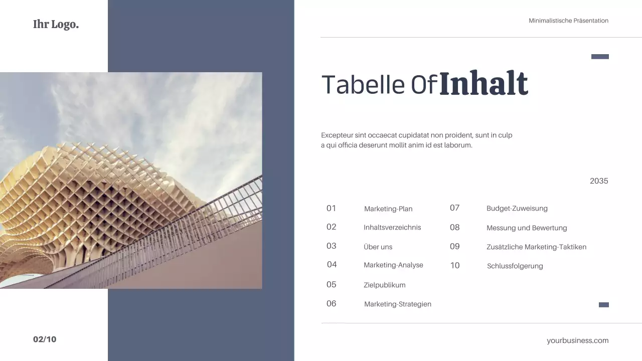 Weiß Blau Minimal Einfacher Marketingplan Strategie