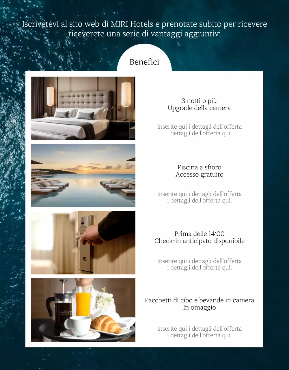 Semplice promozione estiva dell'hotel in bianco e nero