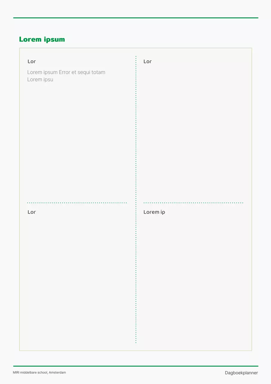 Jaarplanner voor school met leuke groene en witte studentenfiguren