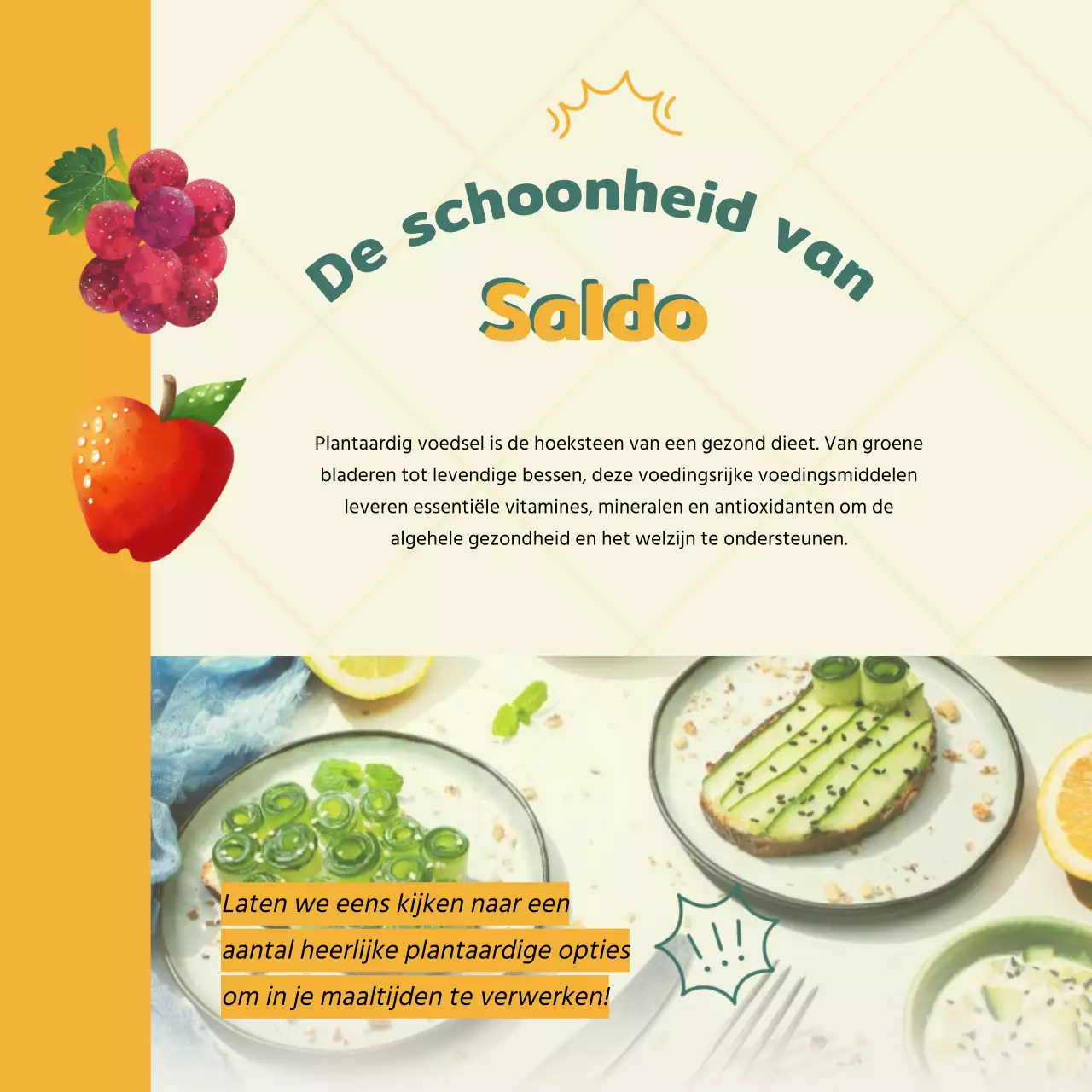 Groen en Geel Modern Gezond Eten & Dieet Publiciteit