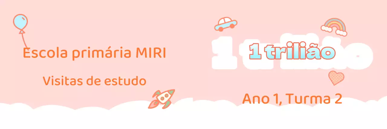 Anúncios de grupo de viagens de estudo da escola primária em cor-de-rosa e branco