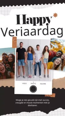 Zwart-wit Modern Verjaardagsgroet sjabloon voor vriend