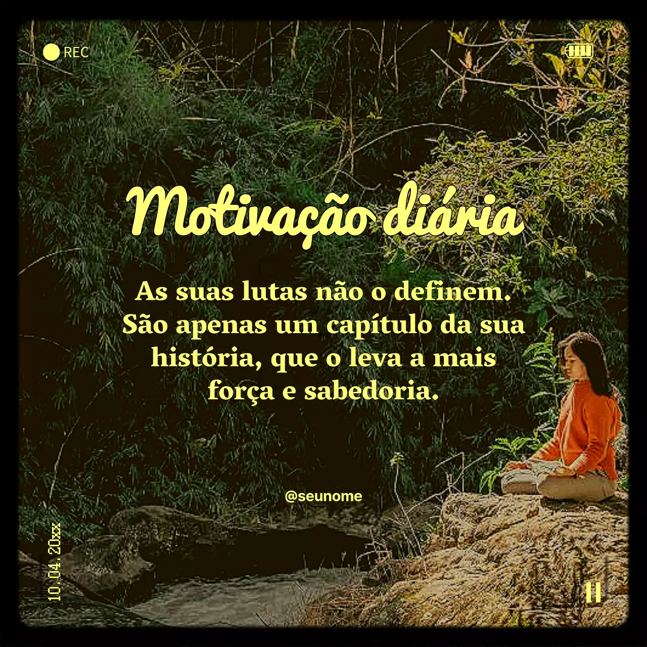 Frase de saúde mental inspiradora, amarela, moderna e retro
