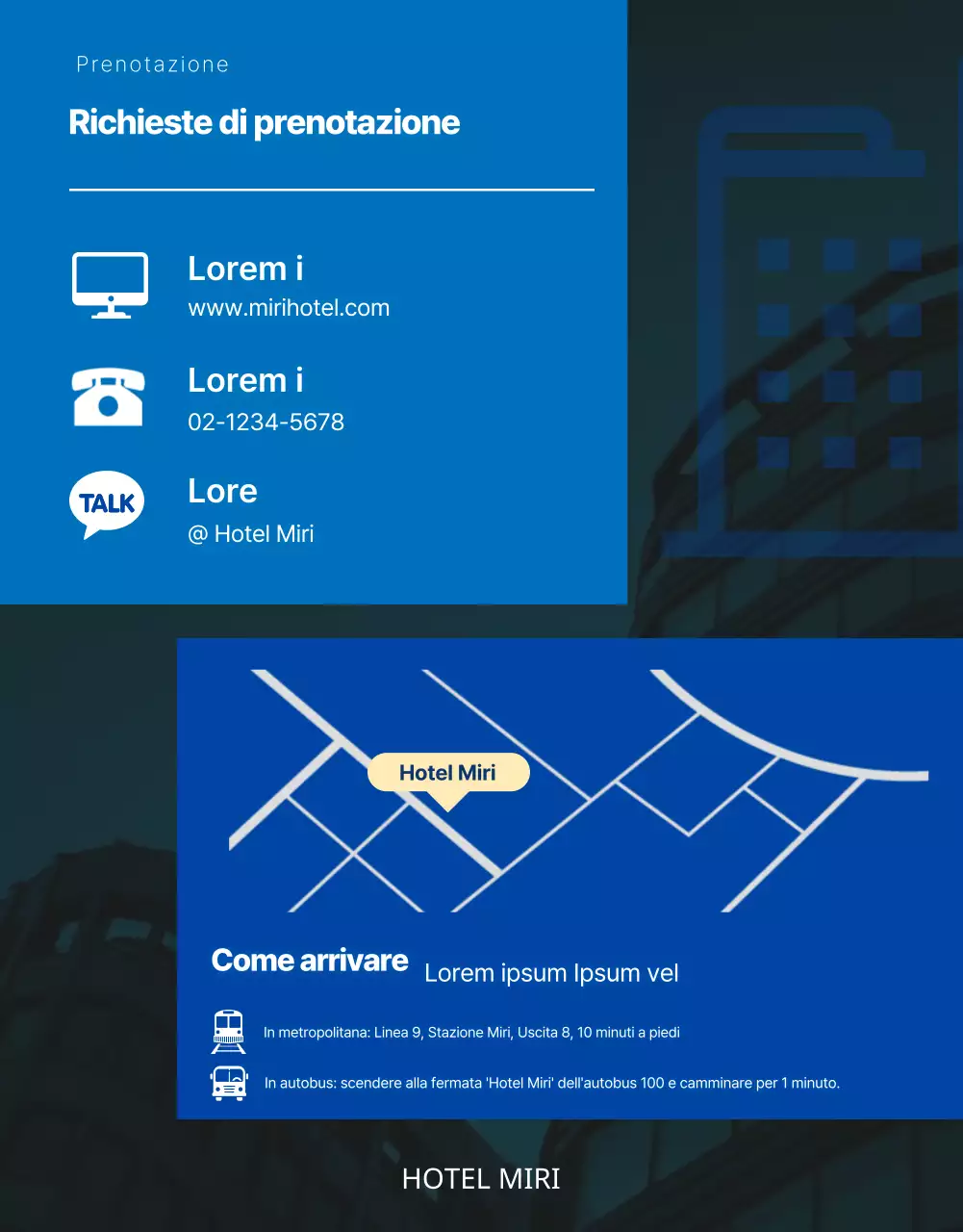 Promuovete le promozioni per le vacanze estive del vostro hotel con le tonalità trendy del blu e dell'azzurro