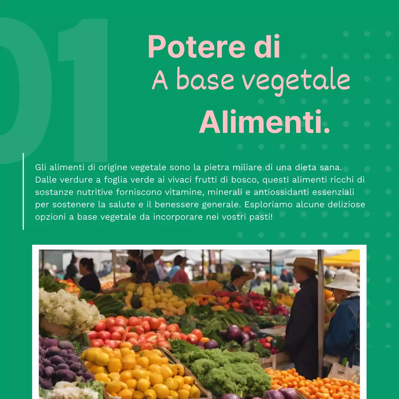Pubblicità verde e rosa per alimenti freschi e sani