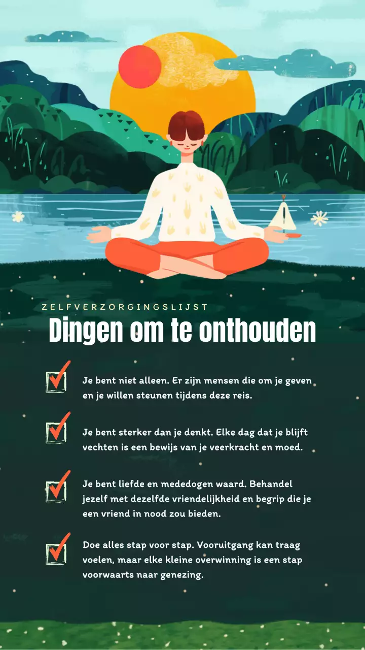 Natuurlijke bemoedigende woorden in groen en oranje post