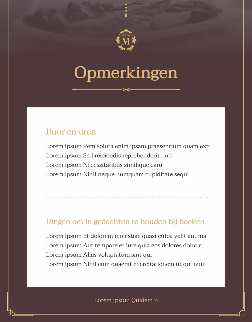 Promoot een maaltijdbon voor een luxe buffetrestaurant in bruin en goud