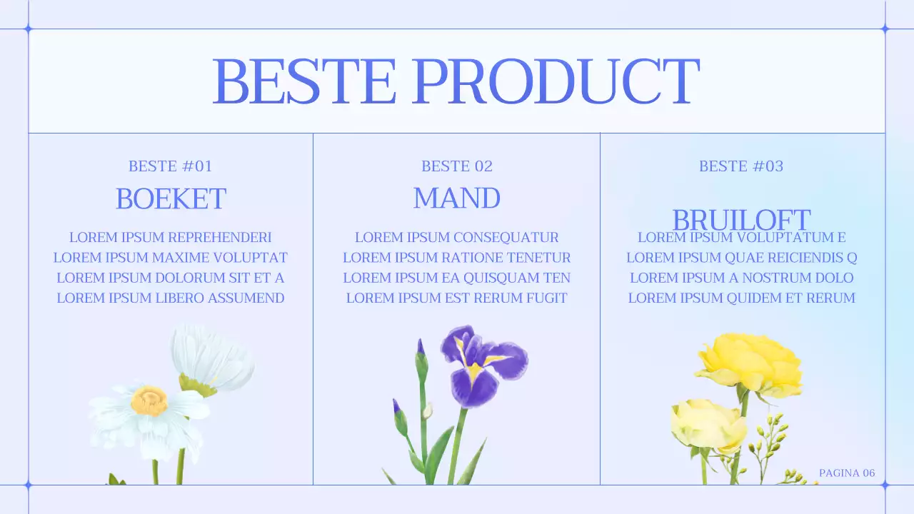 Een eenvoudig blauw en paars bloemenwinkeltje voor een klein bedrijf