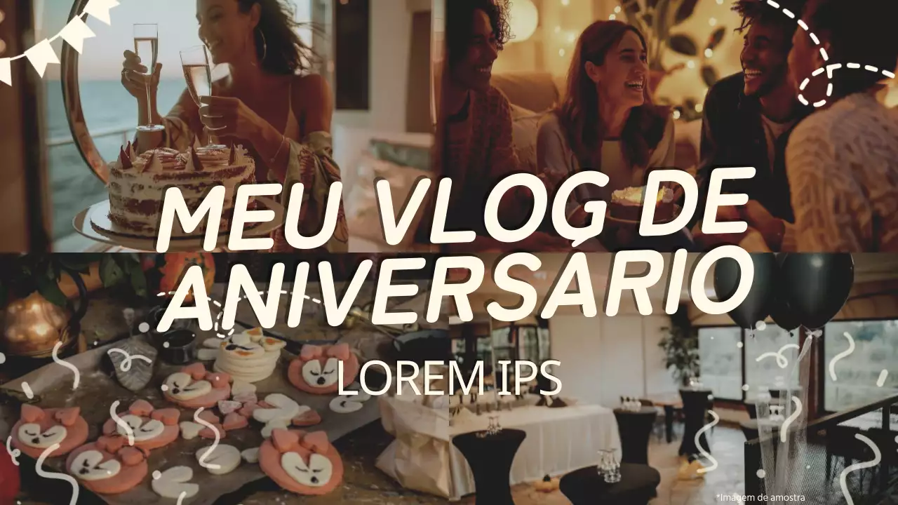 Vídeo do vlog da festa de aniversário moderna em bege e preto
