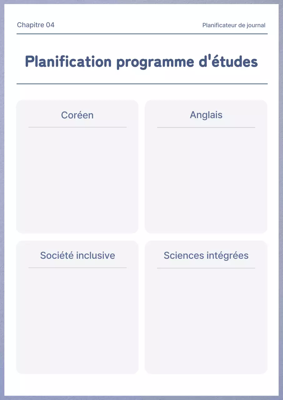 Planificateur de journal simple mauve et blanc