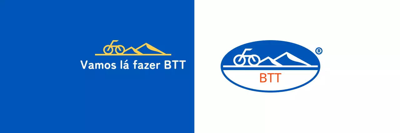 Clube de ciclismo de montanha com um tipo de logótipo simples com montanhas e bicicletas