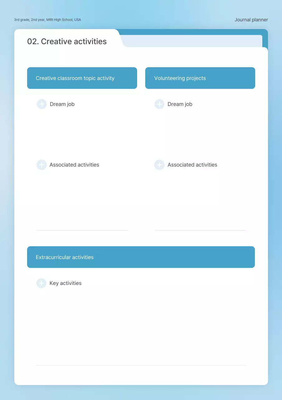 Planejador de vida moderno azul