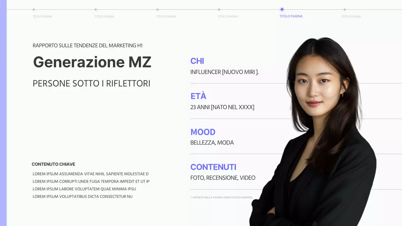 Semplice rapporto sulle tendenze del marketing in viola e nero