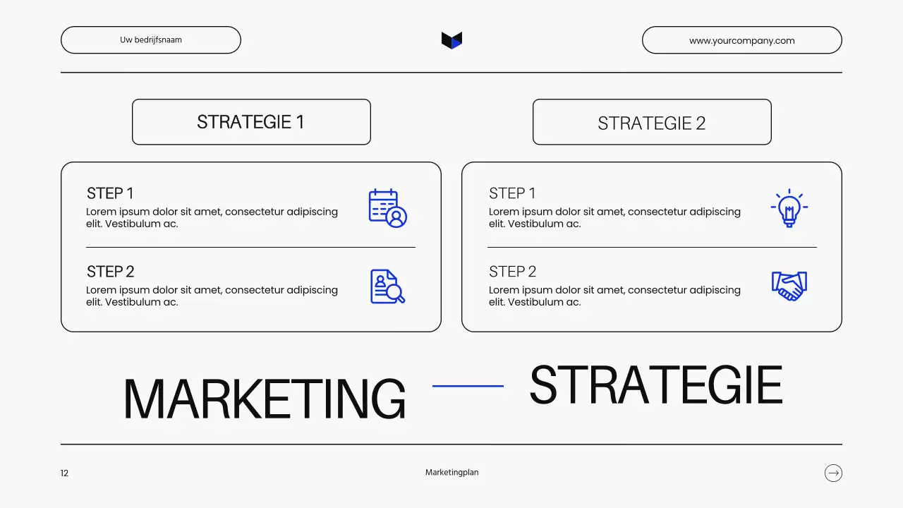 Minimalistische zakelijke productpitch in zwart-wit