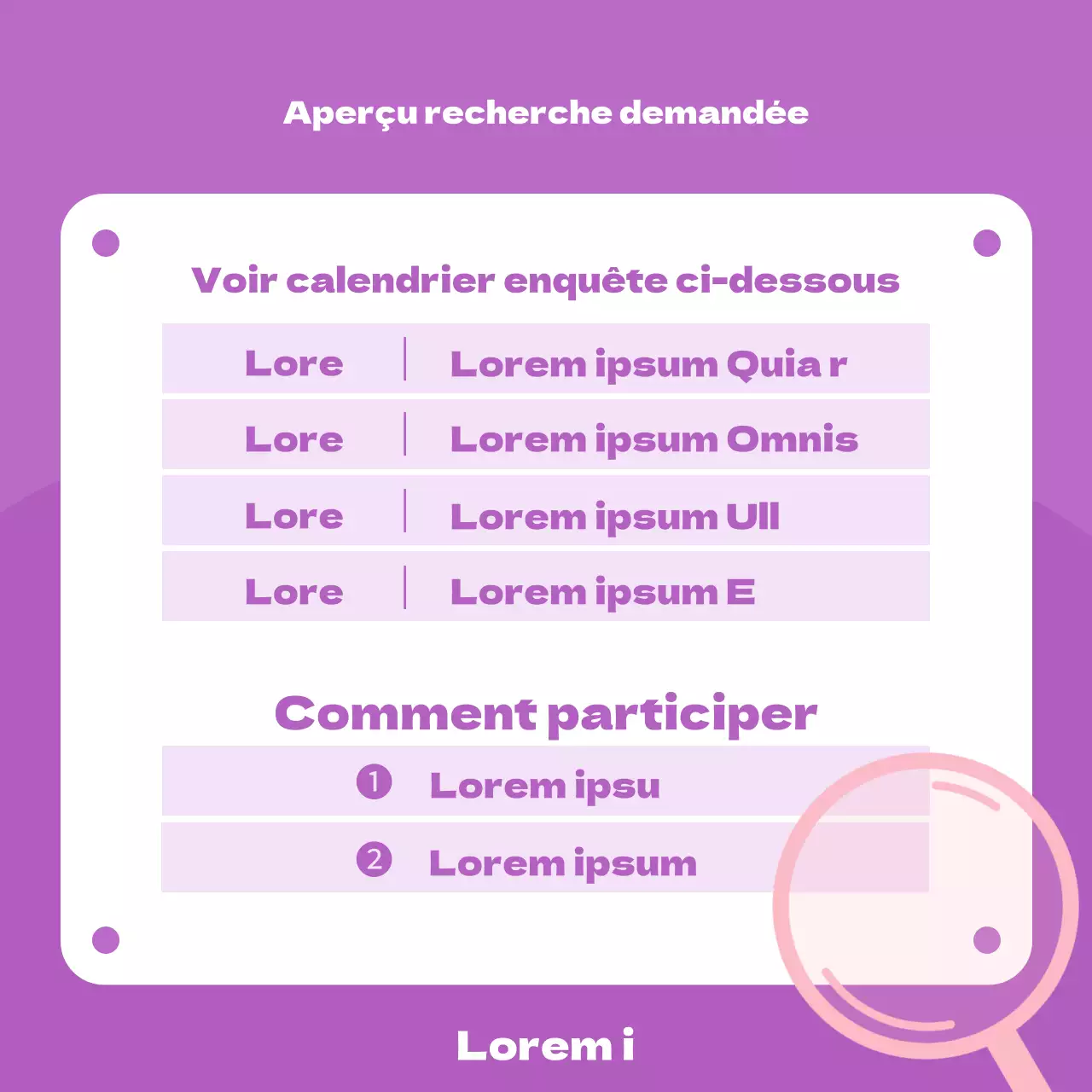 Une jolie annonce de programme institutionnel en violet et mauve