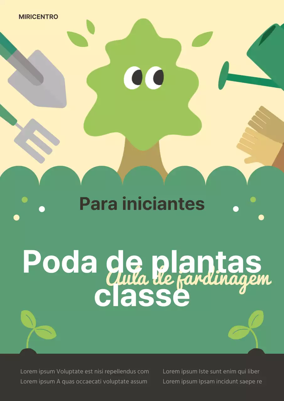 Um bonito cartaz promocional de uma aula de jardinagem em verde