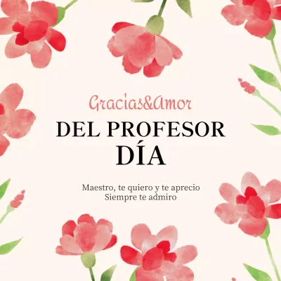 Nota de agradecimiento sencilla para el Día del Profesor en rojo y beige