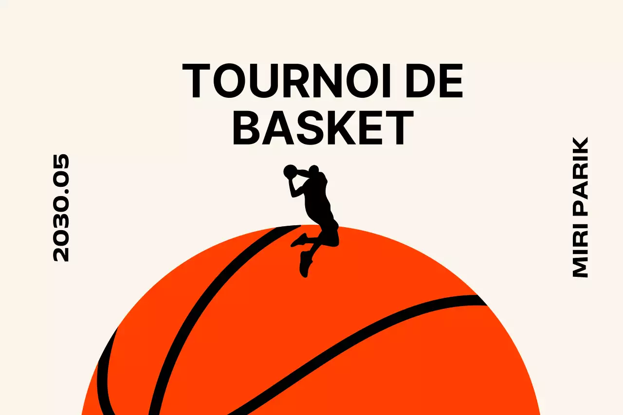 Tournoi de basket-ball au design simple avec des ballons de basket-ball et des personnes jouant aux ballons de basket-ball