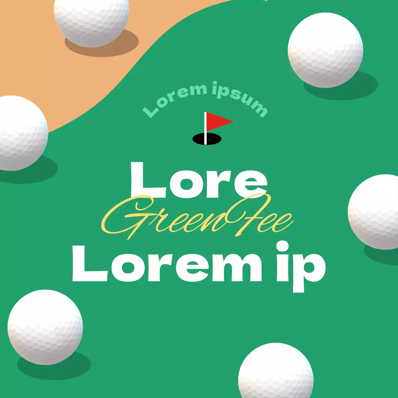 Um anúncio de desconto de golfe no green