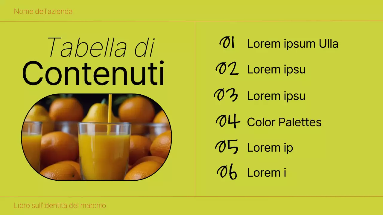 Libro sull'identità del marchio Orange and Lime Bold Introduzione
