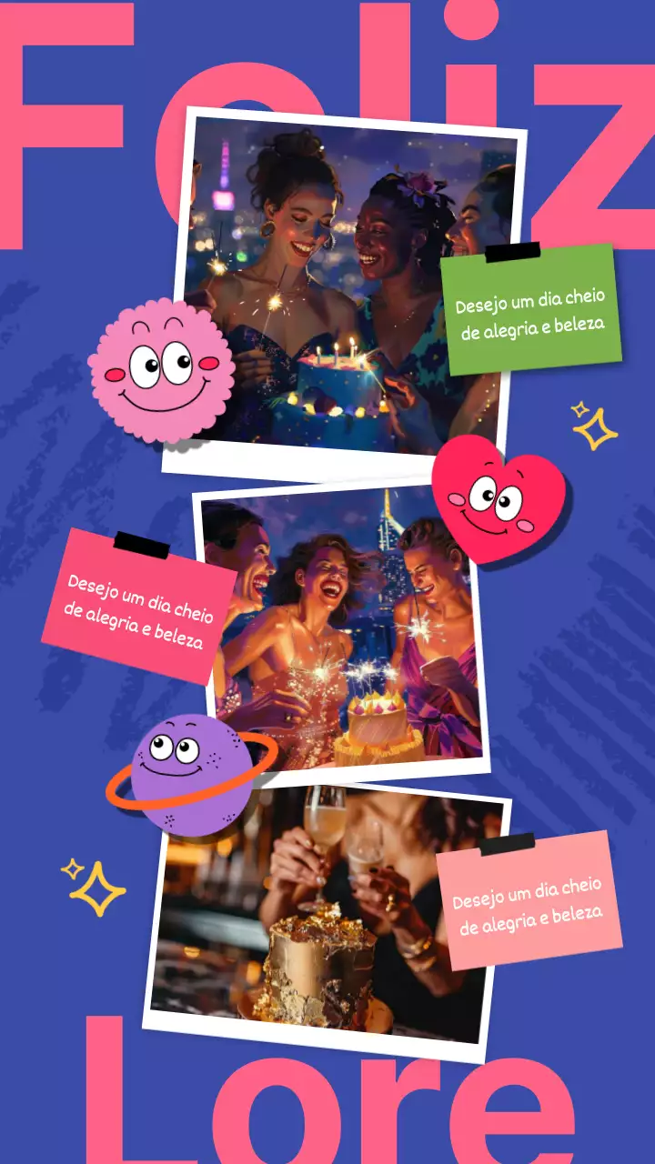 Popart azul cor-de-rosa Saudações modernas de aniversário para amigos