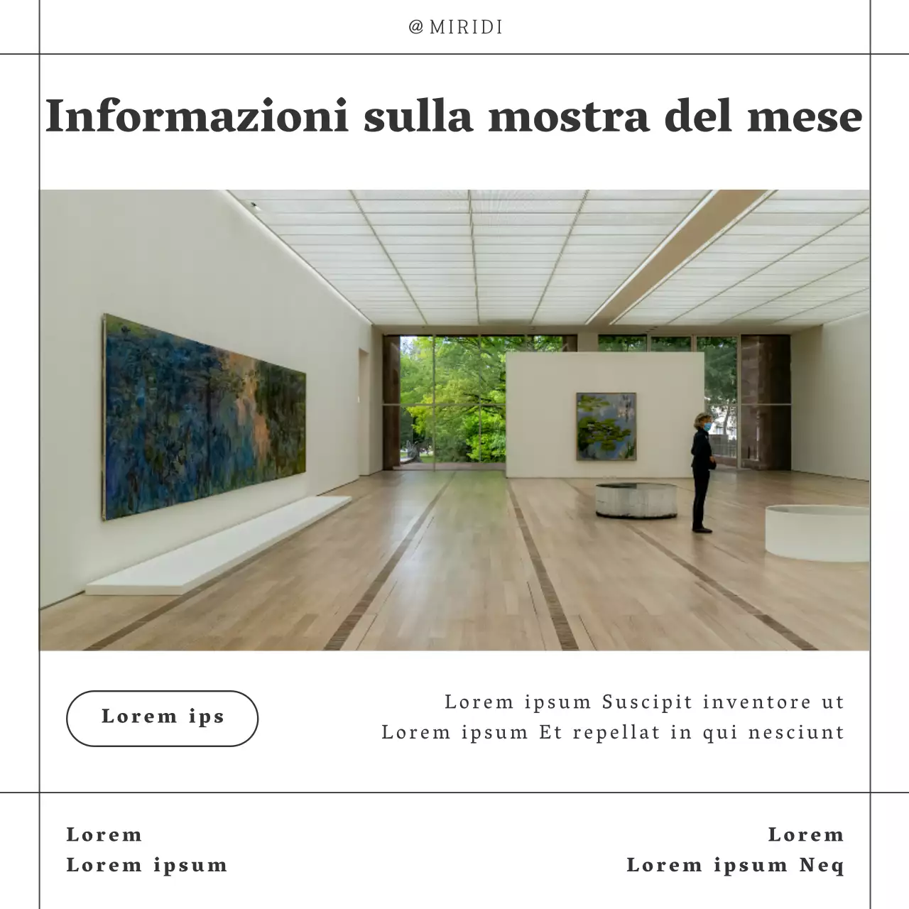 Promuovere una mostra personale in bianco e nero, di tendenza, in una galleria d'arte.