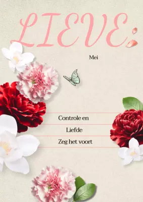 Campagne van de Maand van de Eenvoudige Woning in roze en rood